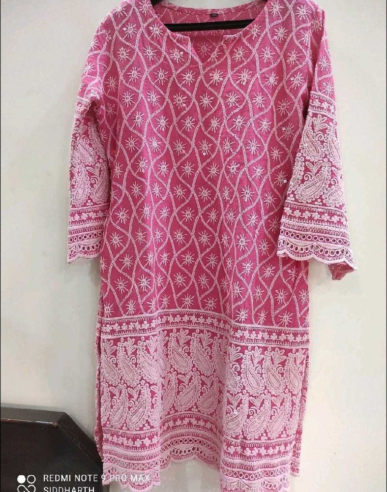 Beautiful Pink Cotton Kurti