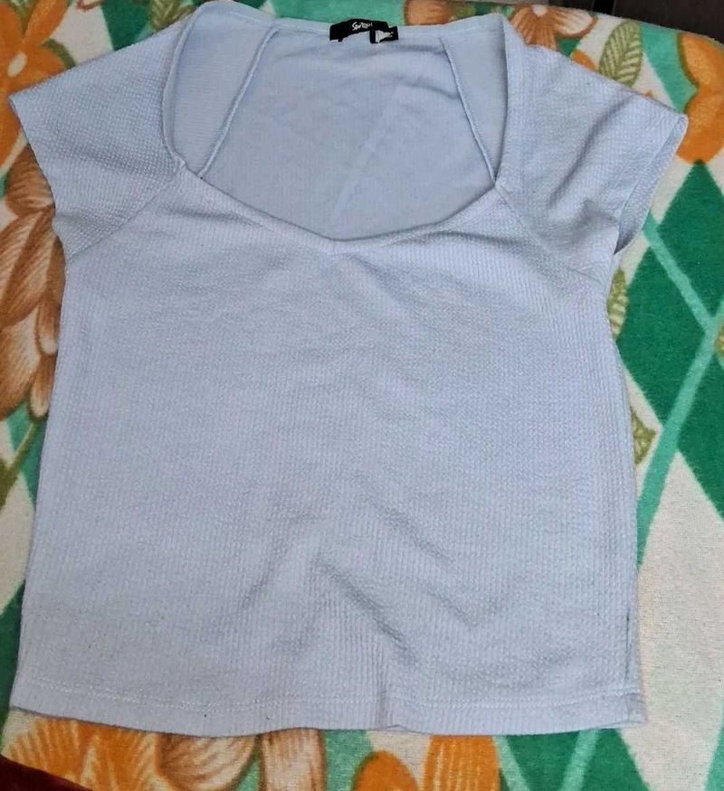 Blue Designer Neck Top