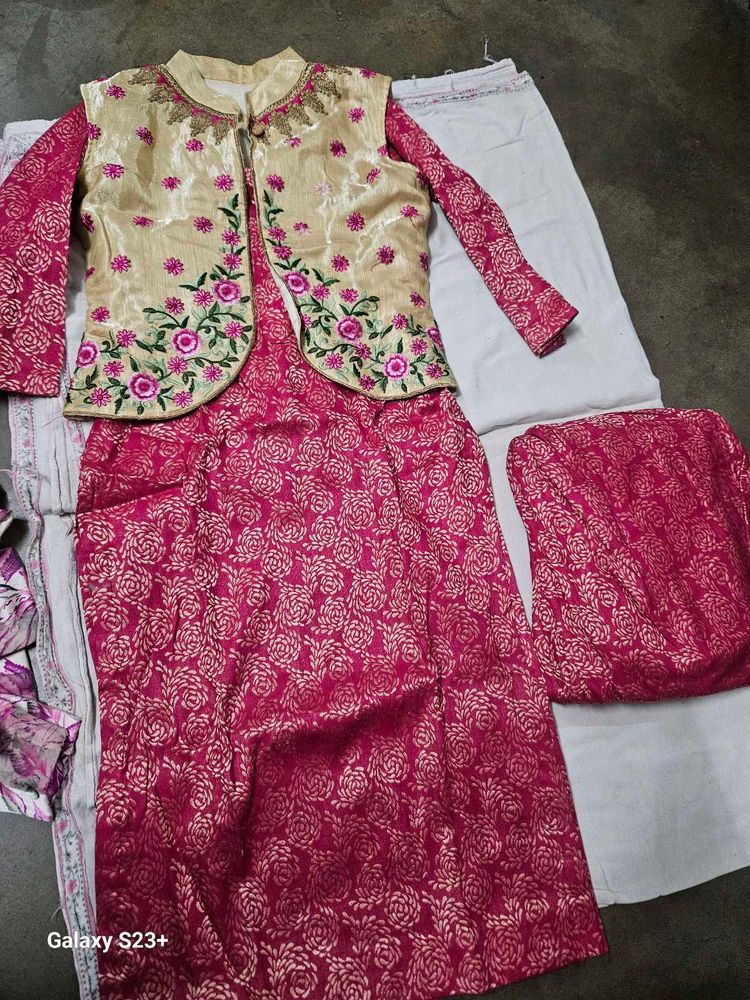 Pink Punjabi Salwar Suit With Jacket