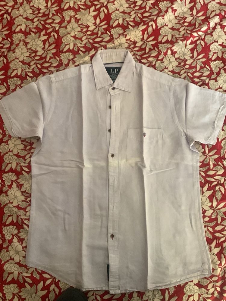 White Linen Short Sleeve Button Up