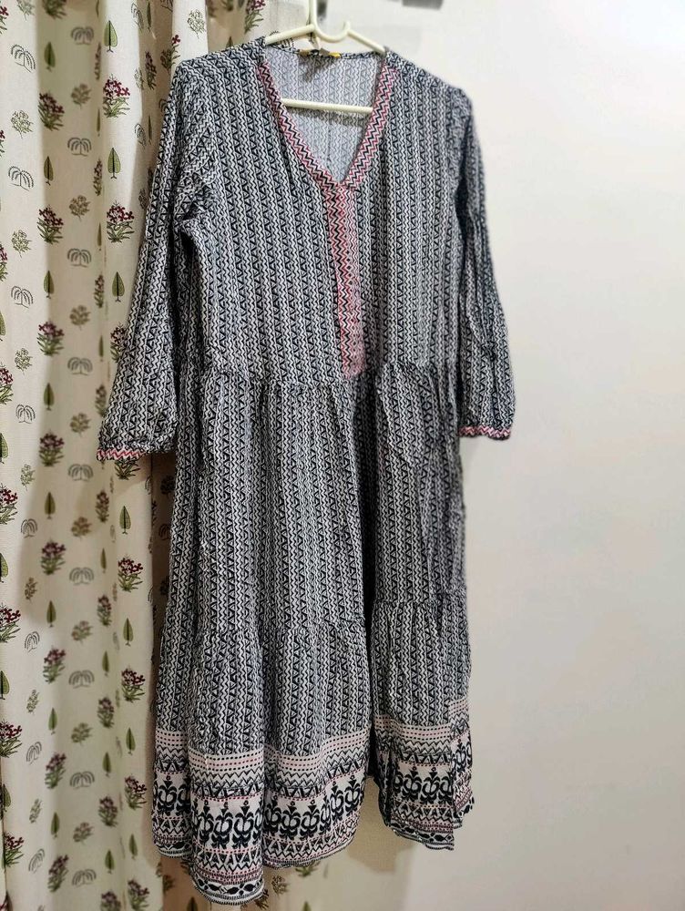 Patterned Tiered Dress