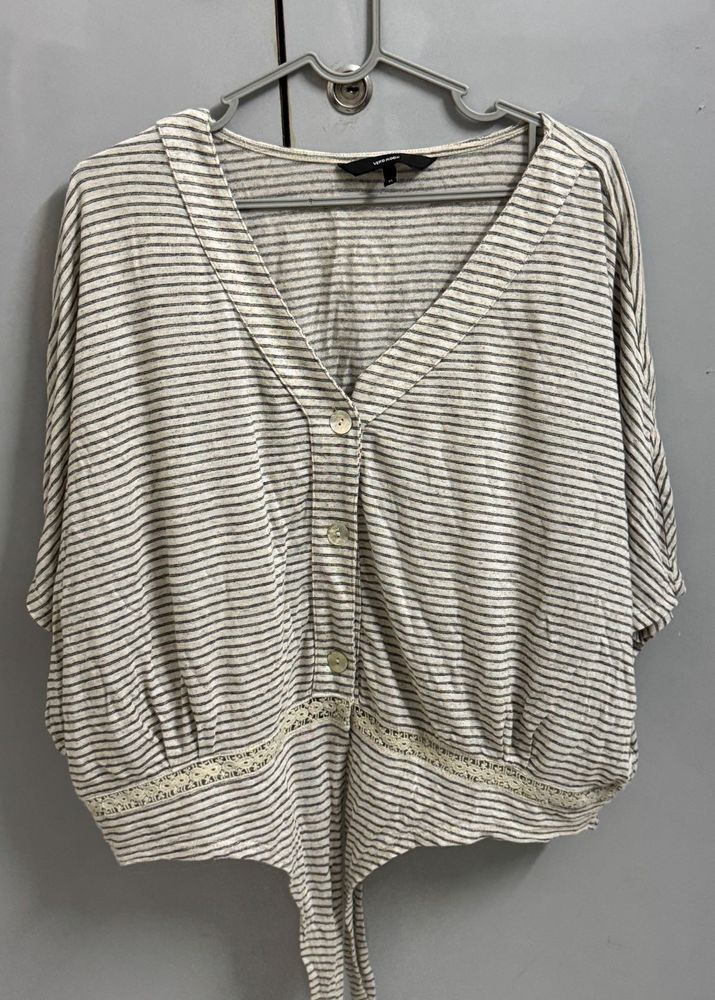 Striped Button-Down Top