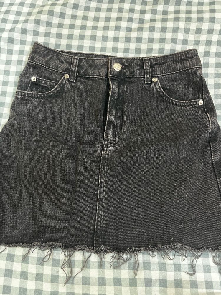 Black Denim Mini Skirt