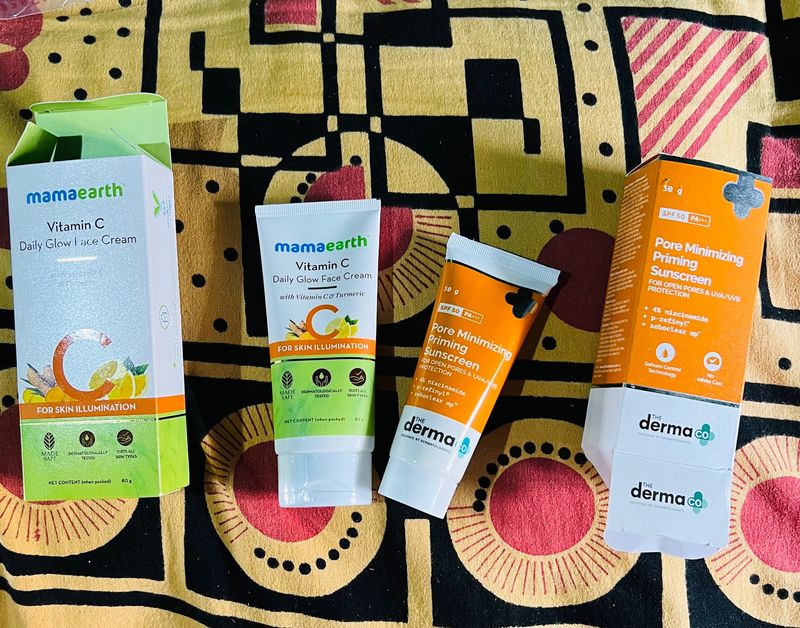 Mamaearth Daily Glow Face Cream And Derma Co Sunsc