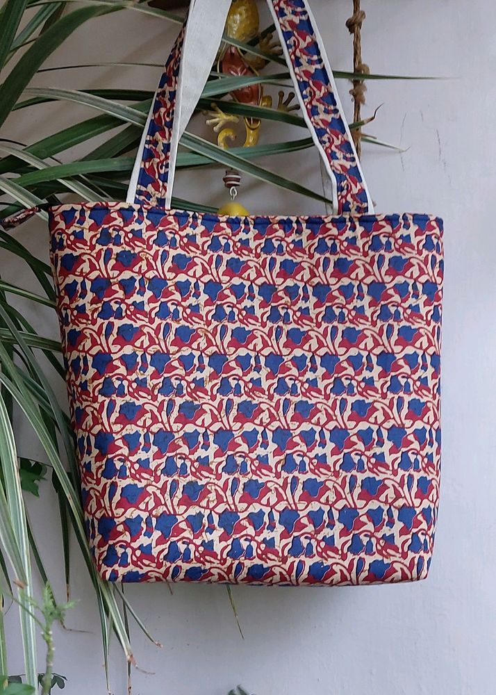 Jaipur Summer Collection Maroon And Blue Tote Bag
