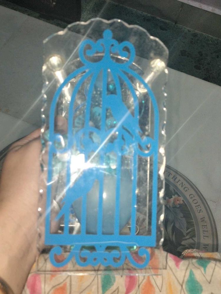 Blue Birdcage Resin Art