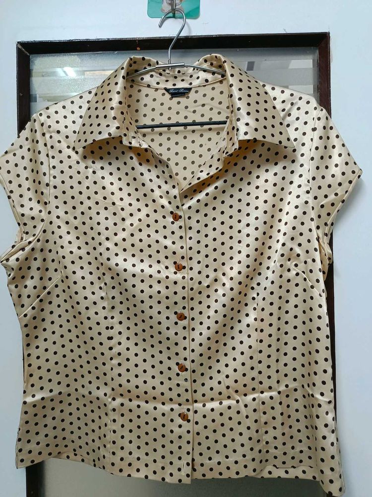 classic Polka Dot Button-Down Top