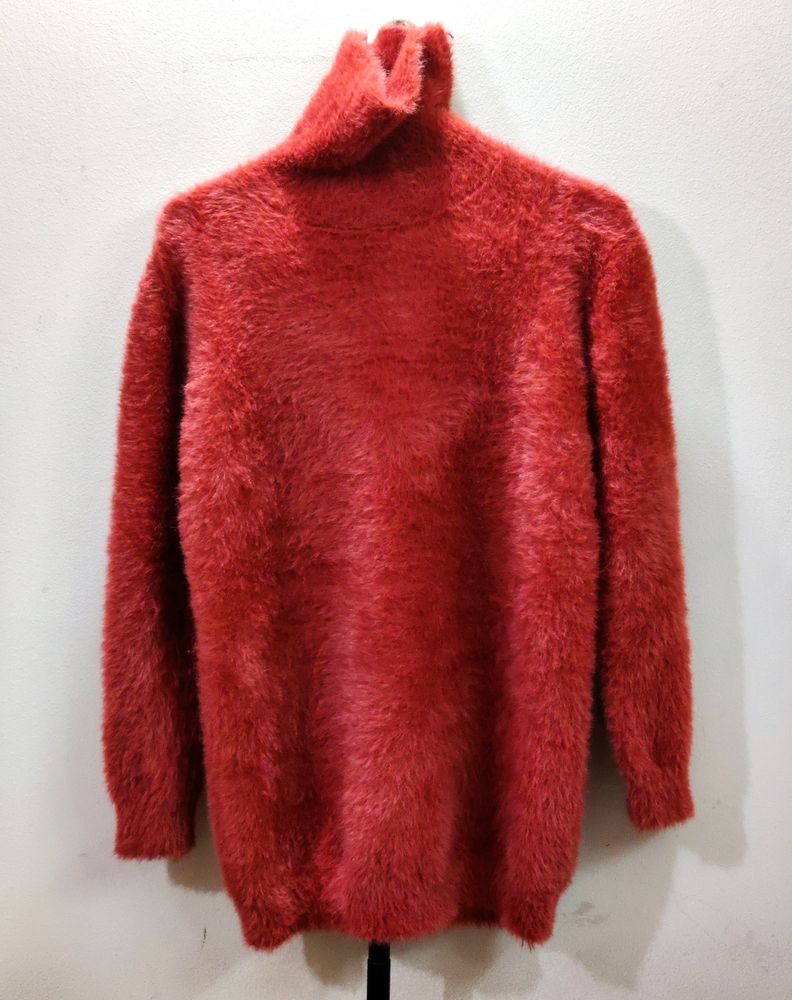 premium imported red eyelash knit turtleneck sweat