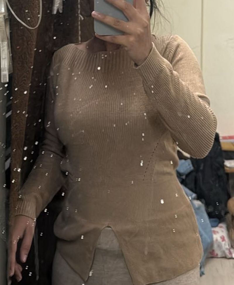 Beige Full Sleeve Pullover