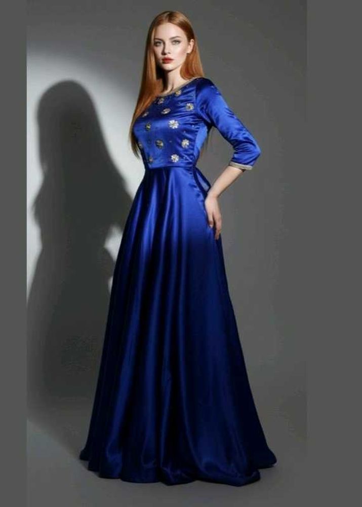 Elegant Blue Satin Gown