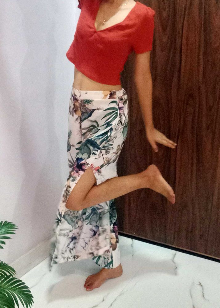 Side Slit Flated Tropical Pant