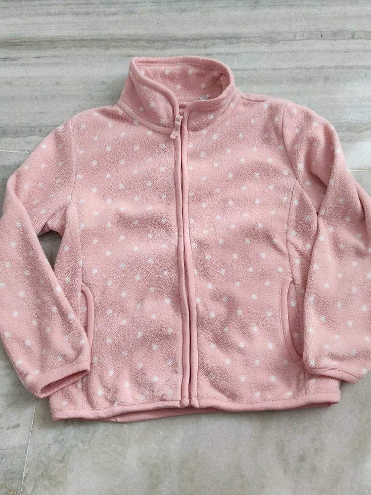 Pink Polka Dot Fleece Jacket