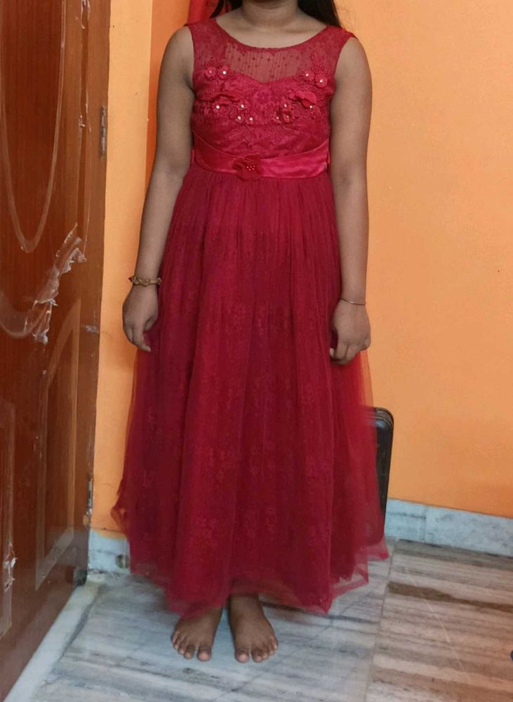 Red Floral Party Dress