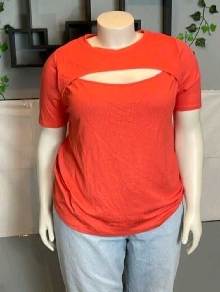 Ava&amp;Viv Slim Fit Short Sleeve Ribbed T Shirt