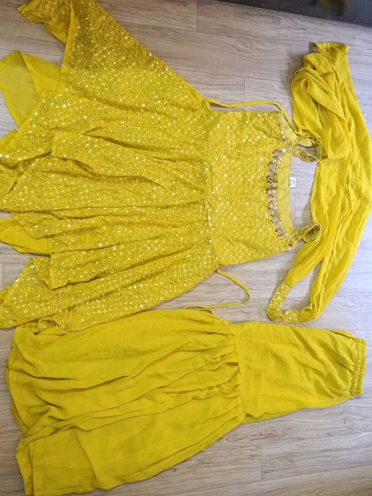 Yellow sharara Suit Set