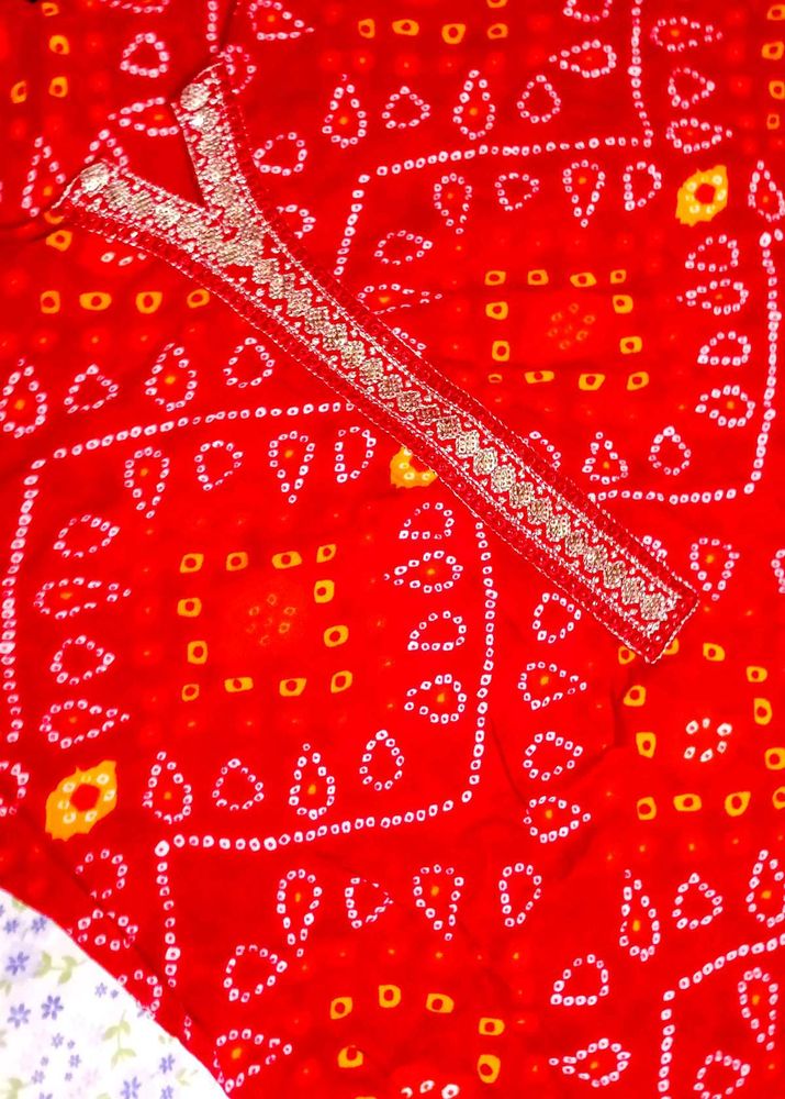Red Bandhani  suit set with sare