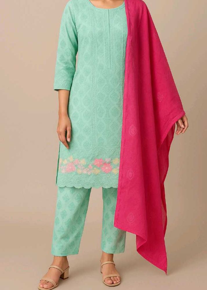 Mint Green Embroidered Kurta Set