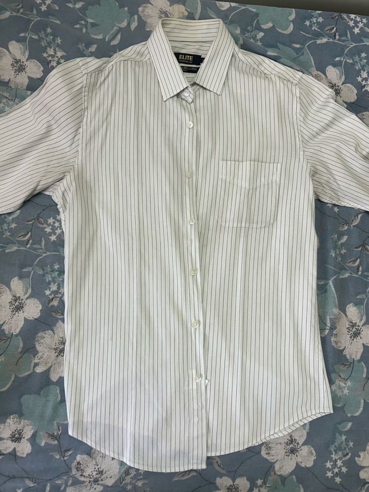 Peter England Striped White Shirt New