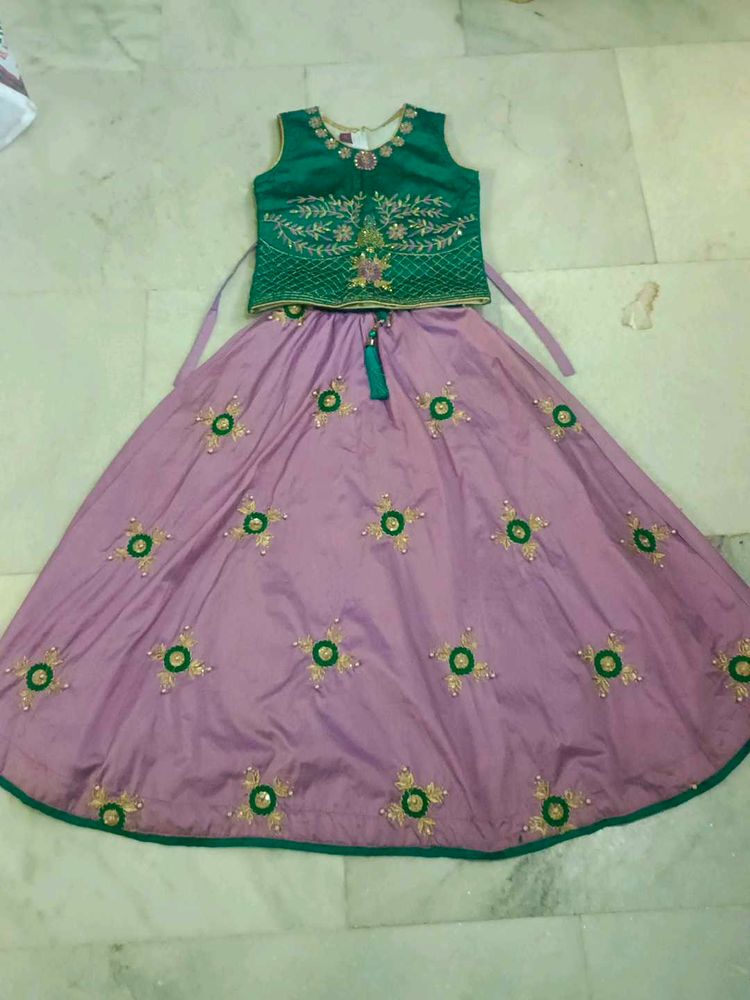 Beautiful Sea Green And Lavender Choli