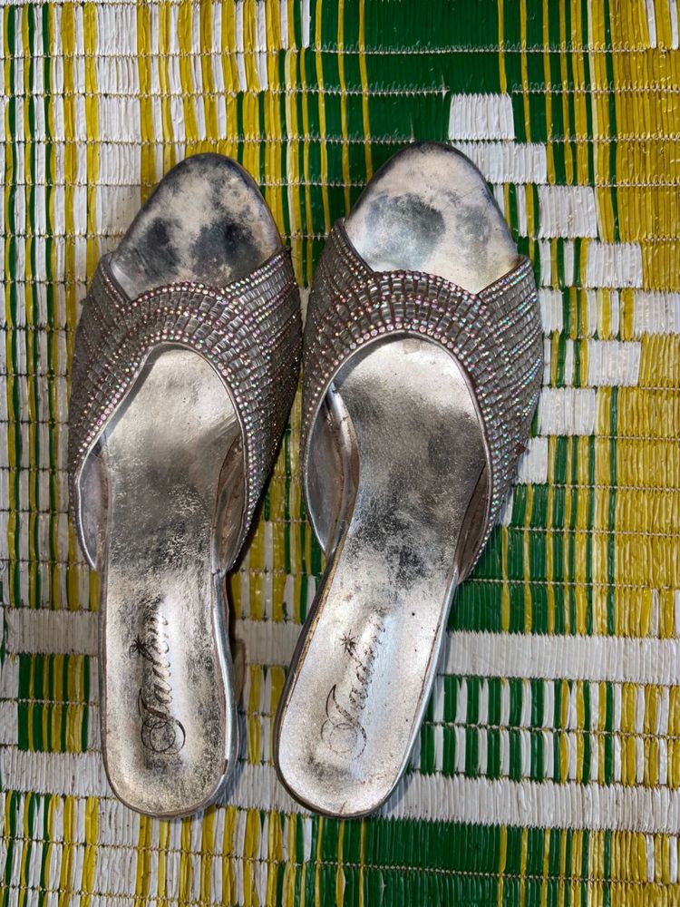 Sparkly Silver Flats