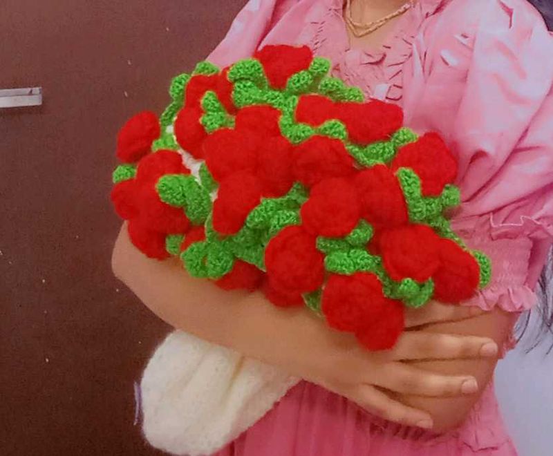 Handmade Crochet Rose Bouquet Blanket