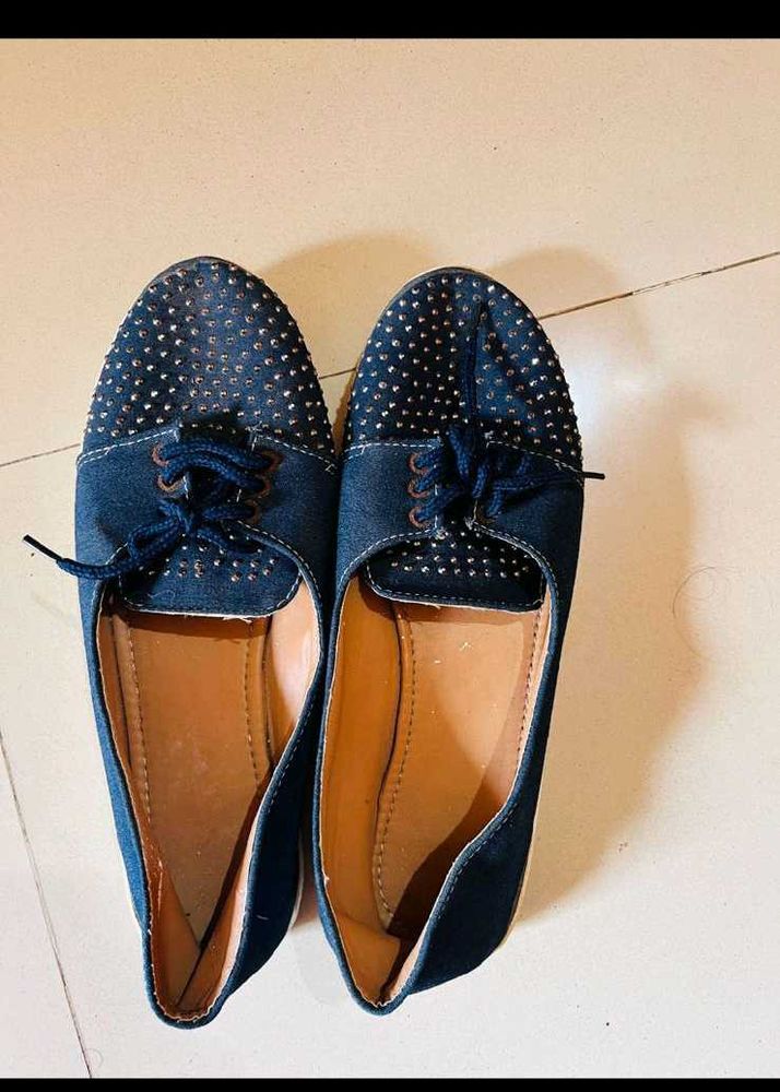 Blue studded flats