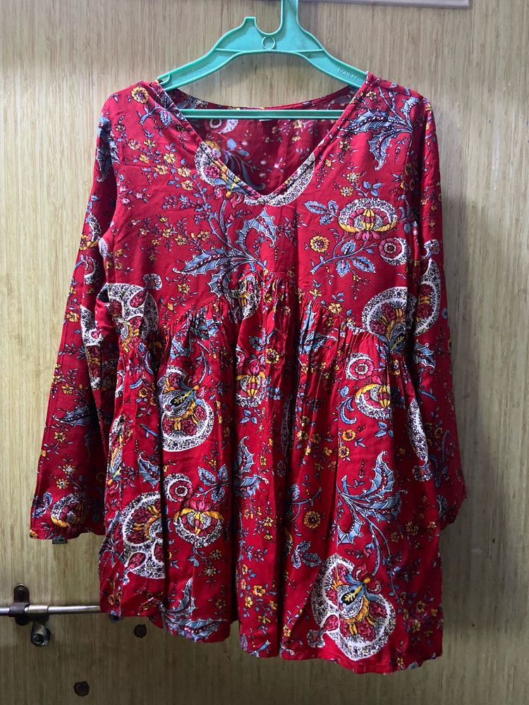 beautiful red short kurti top