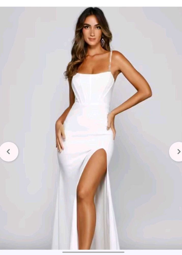 White Tube Maxi Gown For Party