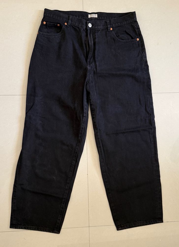 Black Denim Straight-Leg Jeans