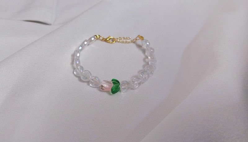 Tulip🌷with Holographic Hearts Bracelet