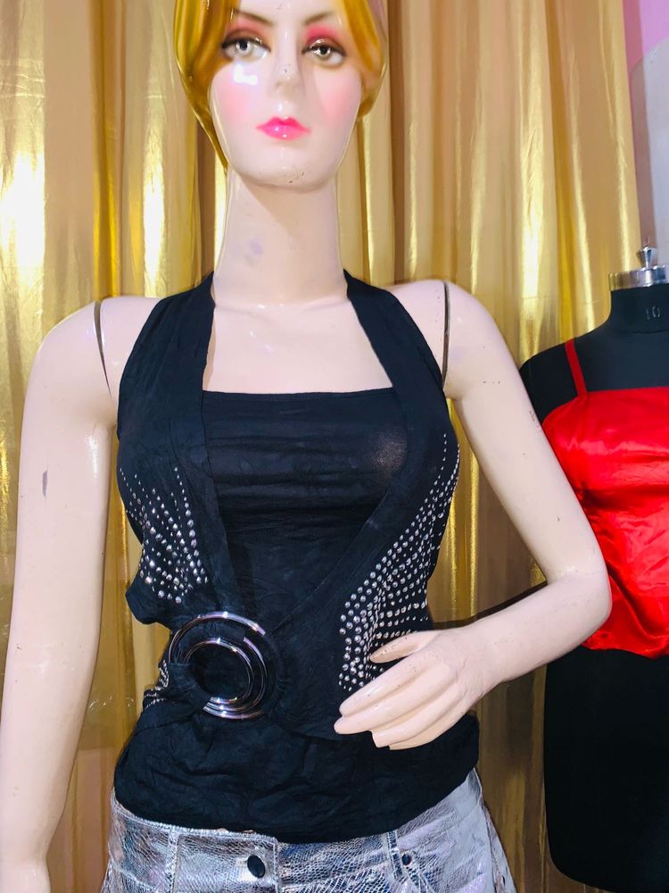 Stylish Black Halter Top