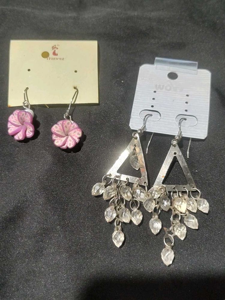 Earring Bundle: Flower Studs &amp; Triangle Dangles