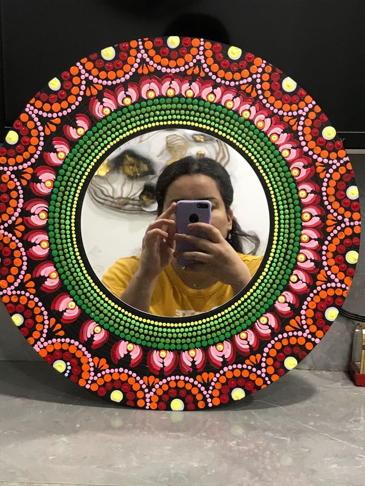 Dot Mandala Mirror Green And Orange