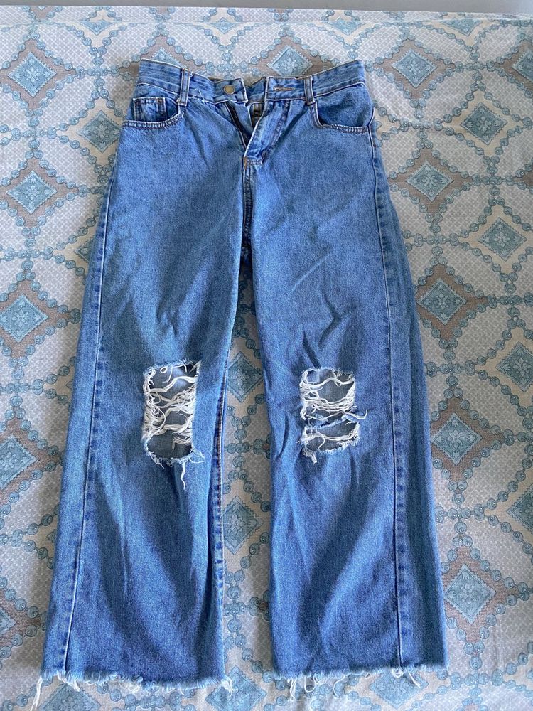 Ripped Wide Leg Jeans