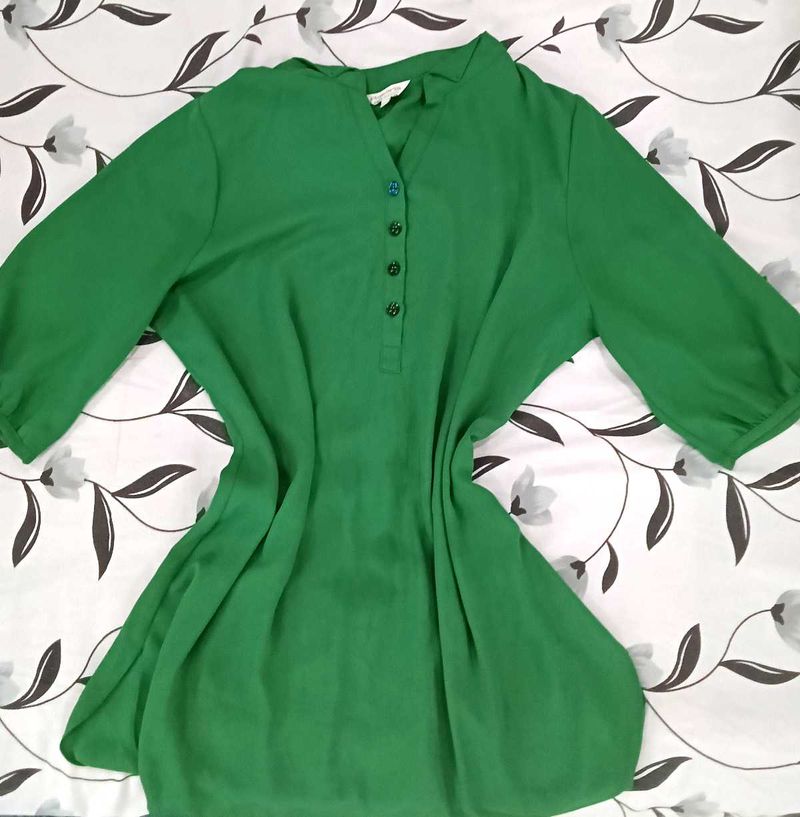 Green Button-Down Blouse