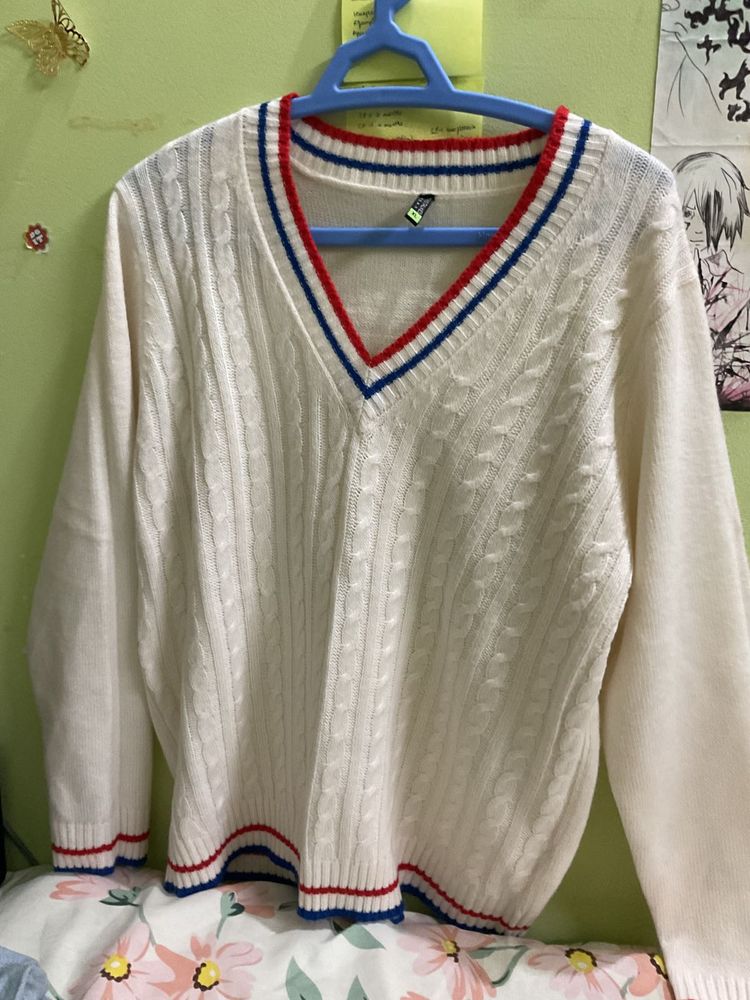 Cream V-Neck Sweater