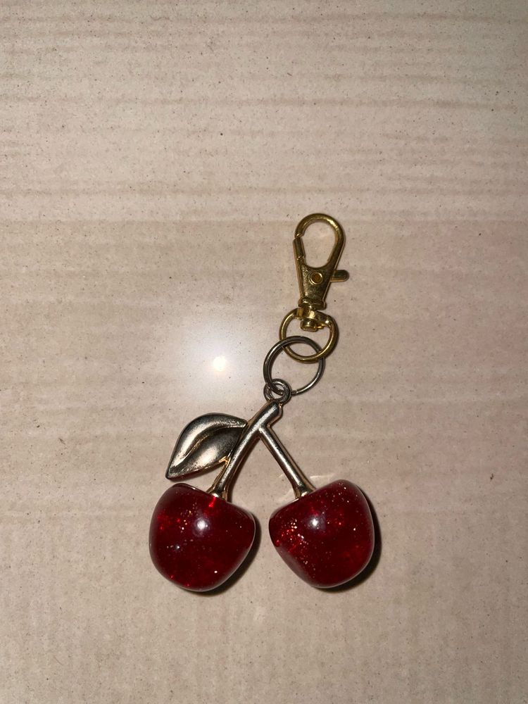 Sparkly Cherry Keychain
