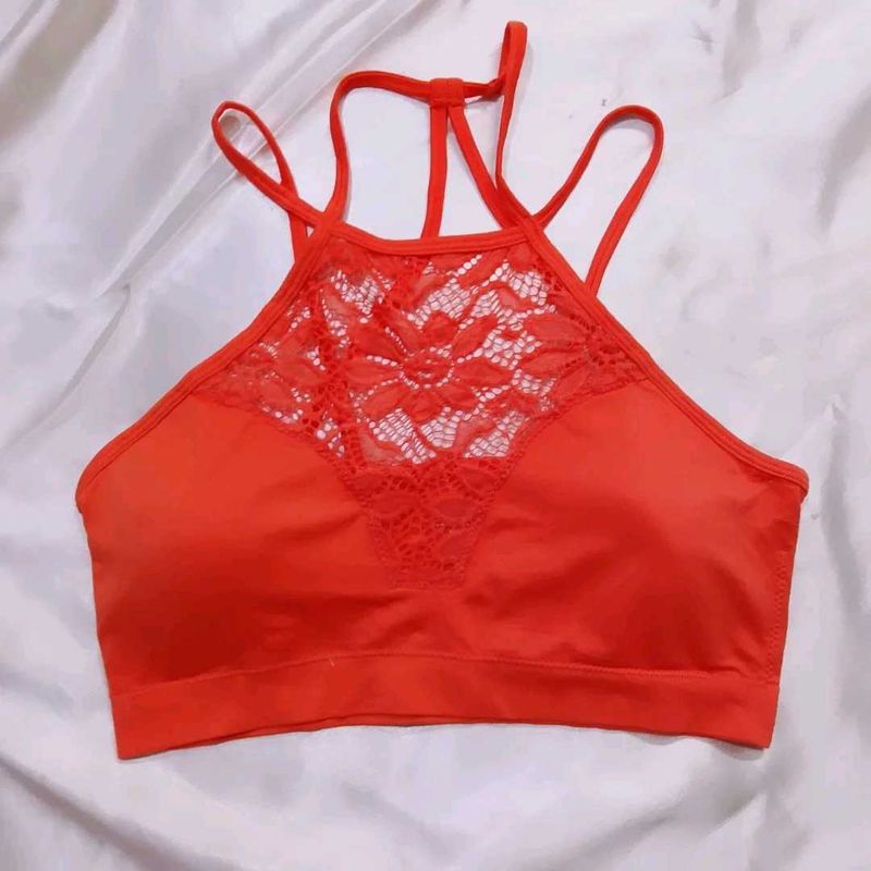 Orange Lace Bralette bra