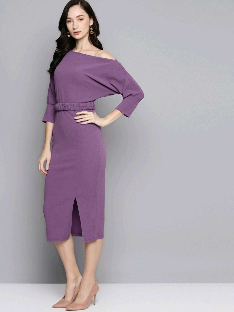 Chic Purple Midi Bodycon Dress