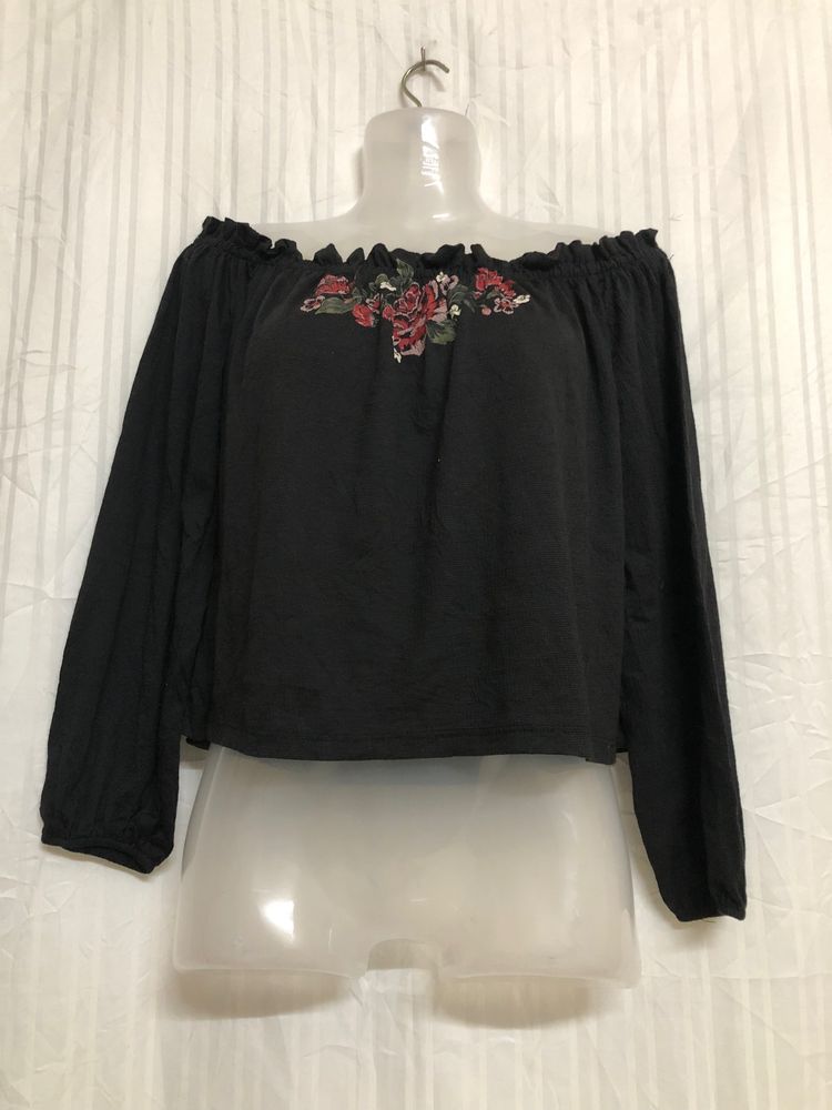 Bershka Black Off the Shoulder Top