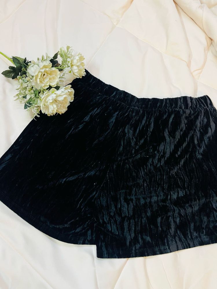 Black Velvet Mini Skirt