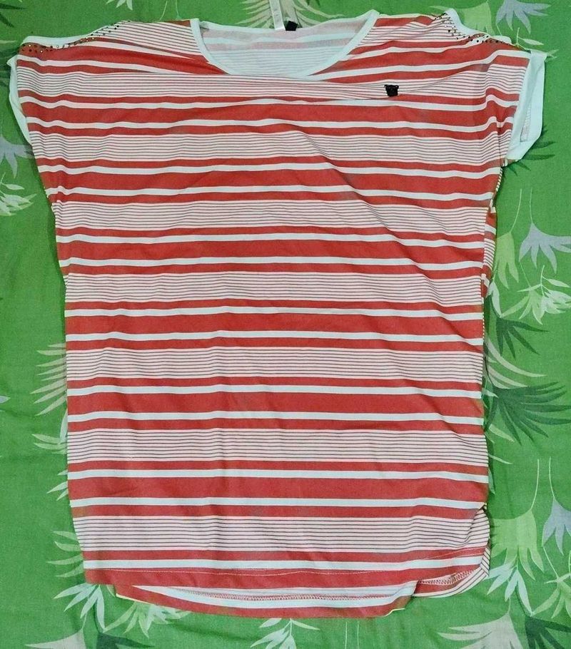 Red and White Striped Top