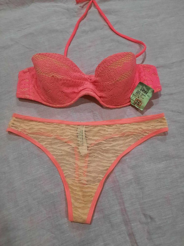 New Pink Lace Bikini Set