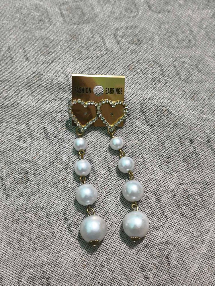 Heart Pearl Drop Earrings