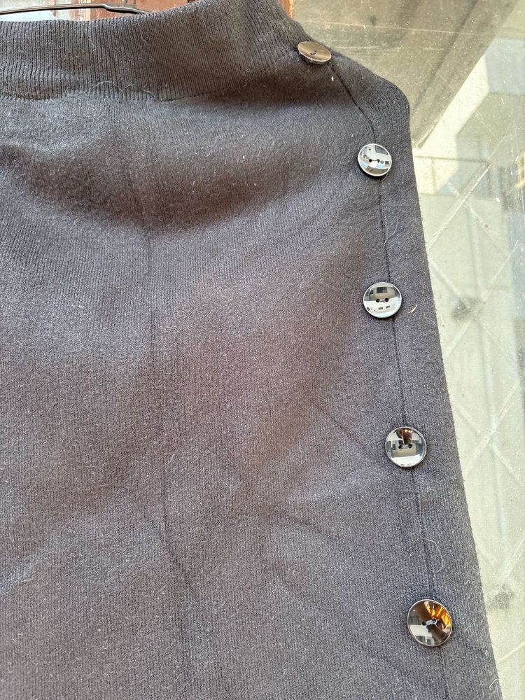 Chic Black Skirt with Button Detail