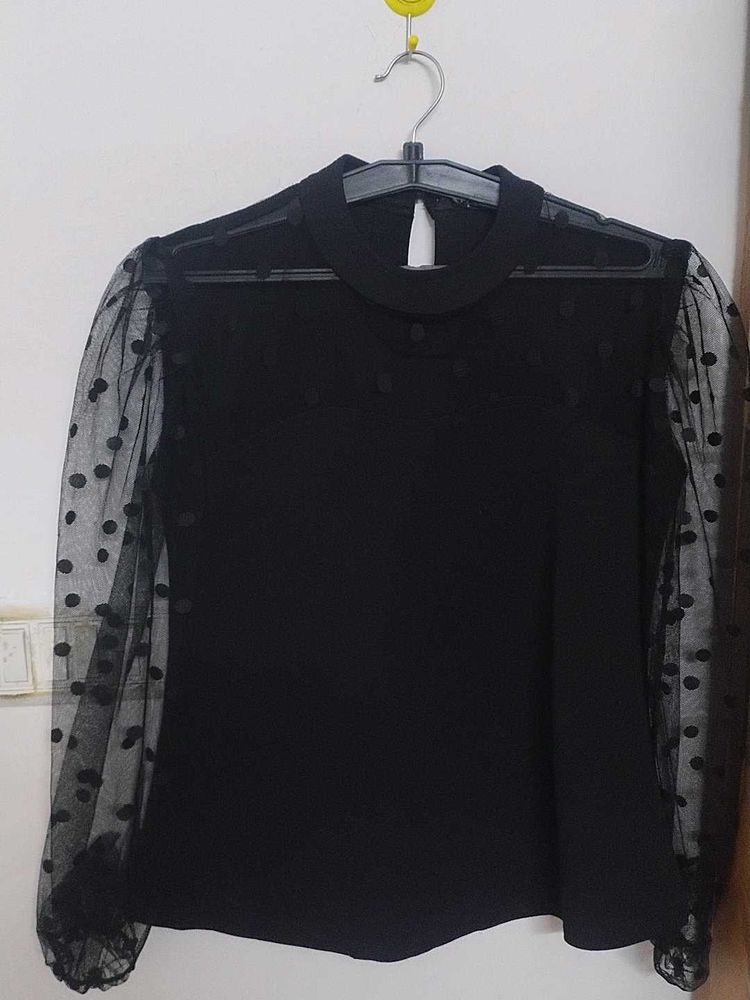 Chic Black Polka Dot Top