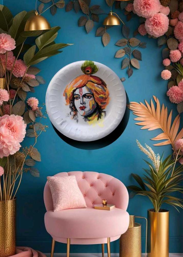 Krishna 🍽 Plate Painting Draw Handmade Work