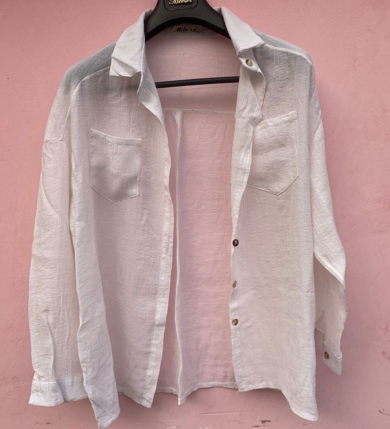 Oversized White Transparent Shirt