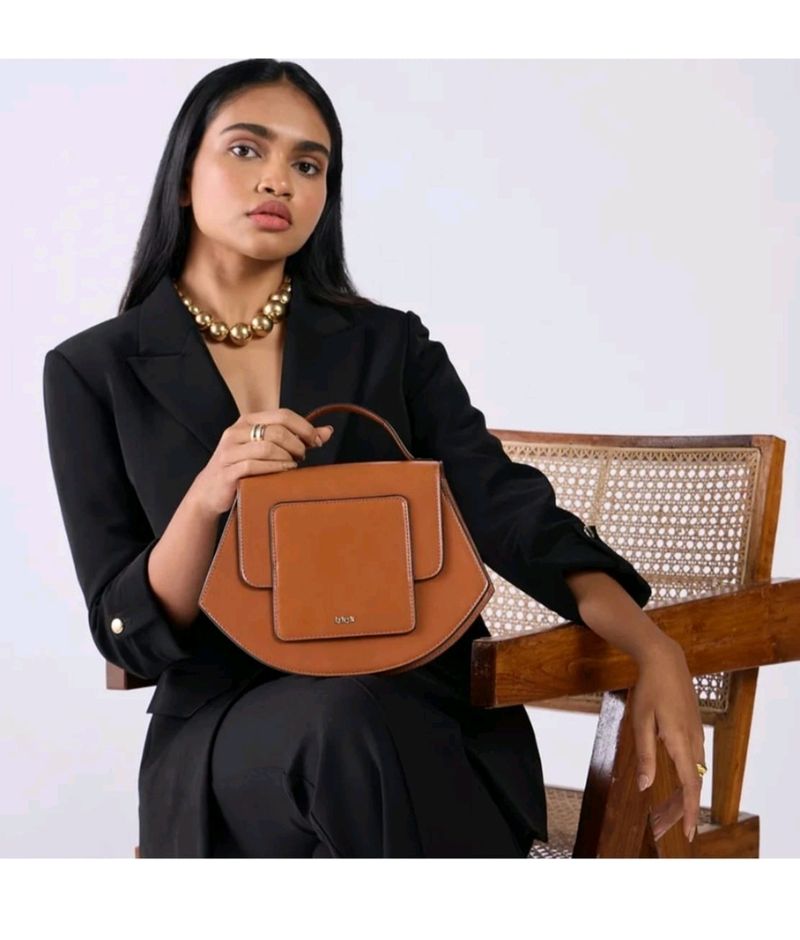 Iykyk Tan Structured Multi Handle Sling Bag