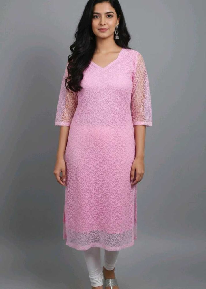 Elegant Pink Net Kurti